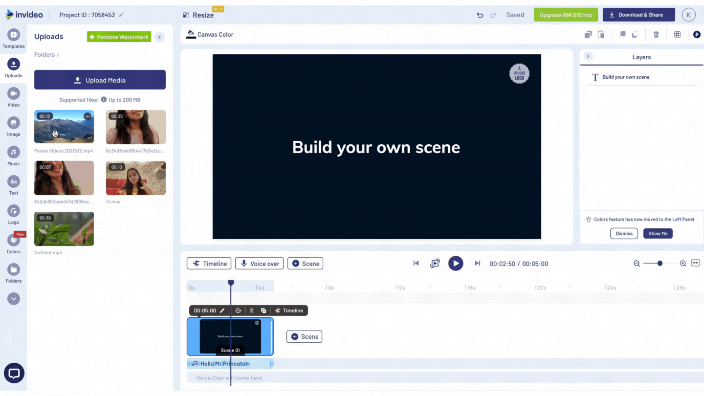 How to resize a video for Instagram feed posts using InVideo - Step 3