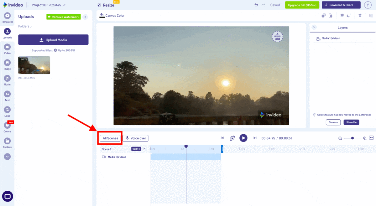 Basic Editing on Blank Canvas using InVideo- Step 3a