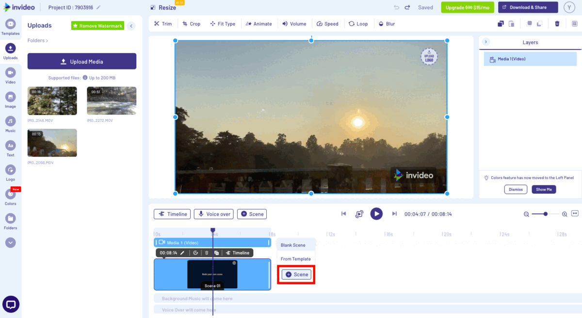 Basic Editing on Blank Canvas using InVideo- Step 3b
