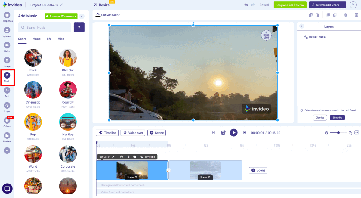 Basic Editing on Blank Canvas using InVideo- Step 5a