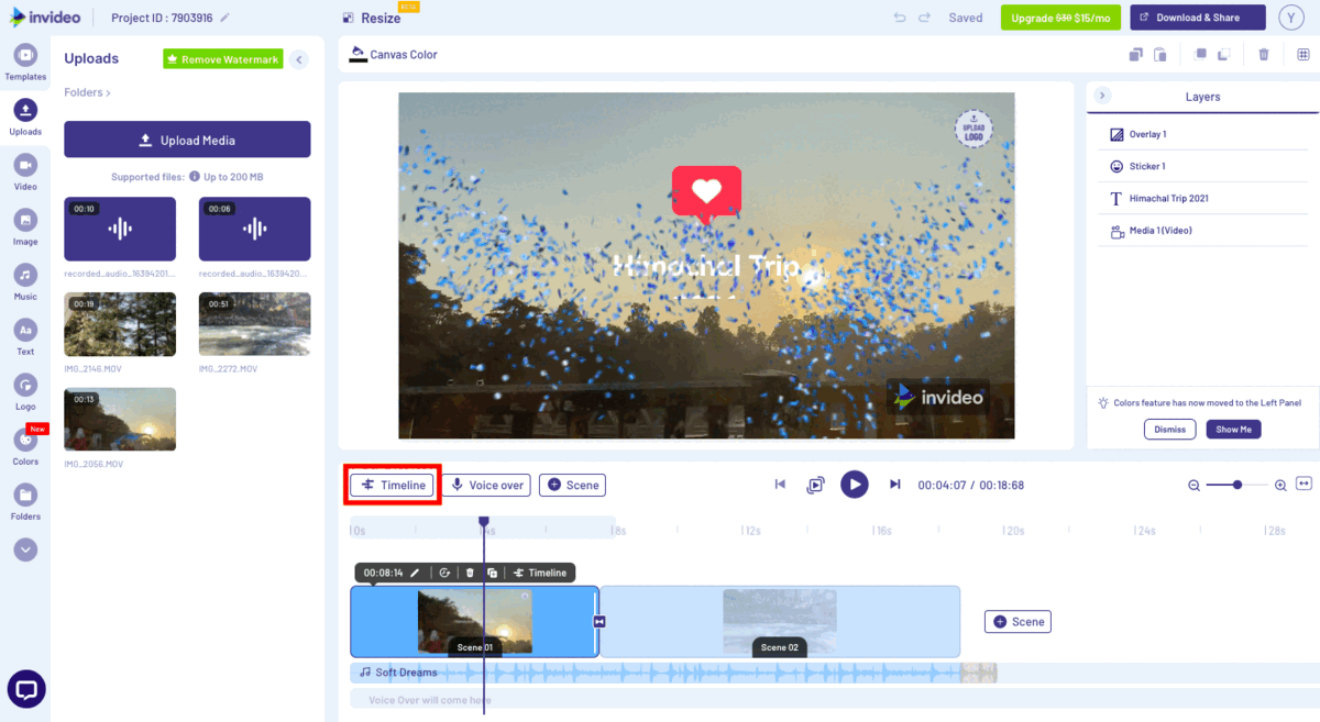 Basic Editing on Blank Canvas using InVideo- Step 9b