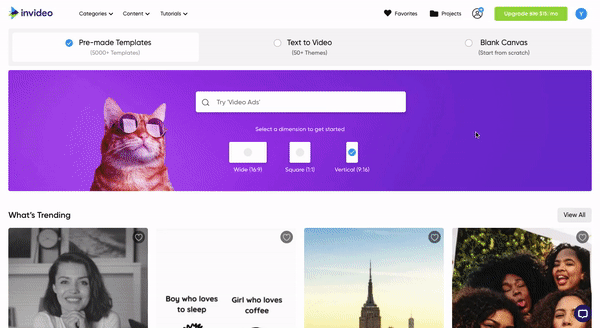 Basic Editing Using Pre-made Templates in InVideo- Step 1a
