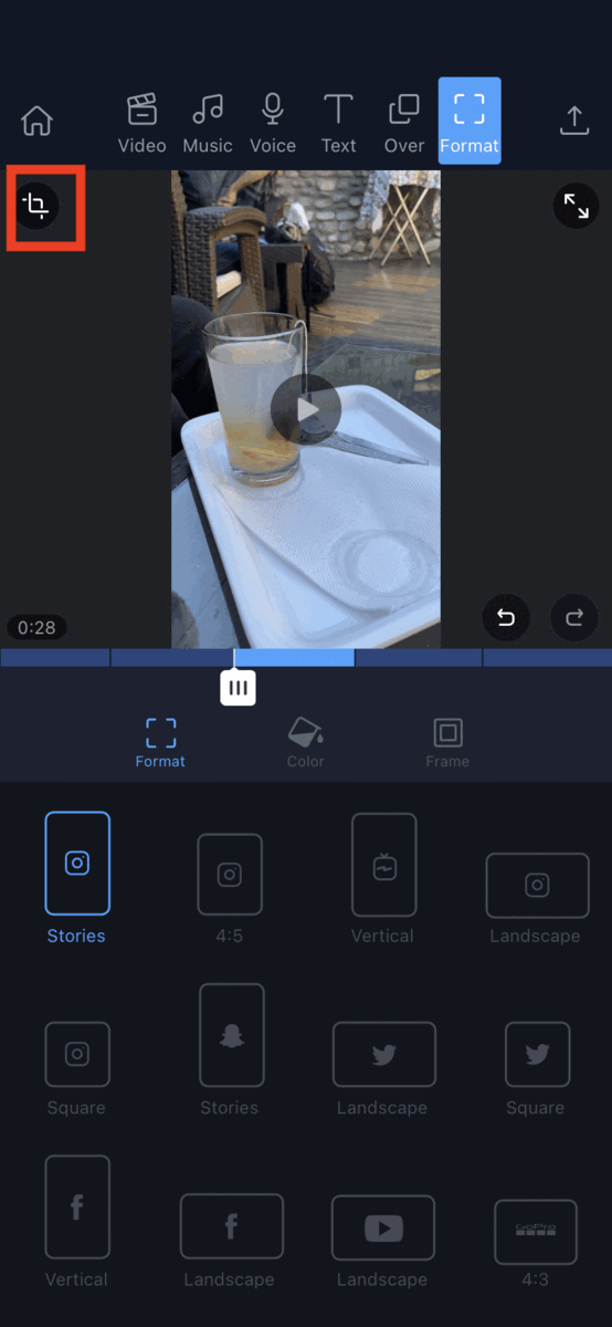 How to edit videos on phone using Filmr- Step 4a