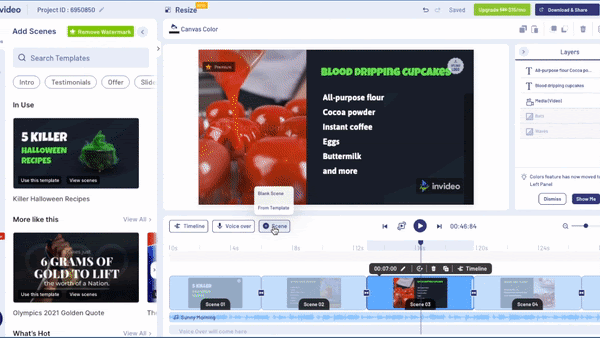 Create Halloween recipe video using InVideo - step 2a