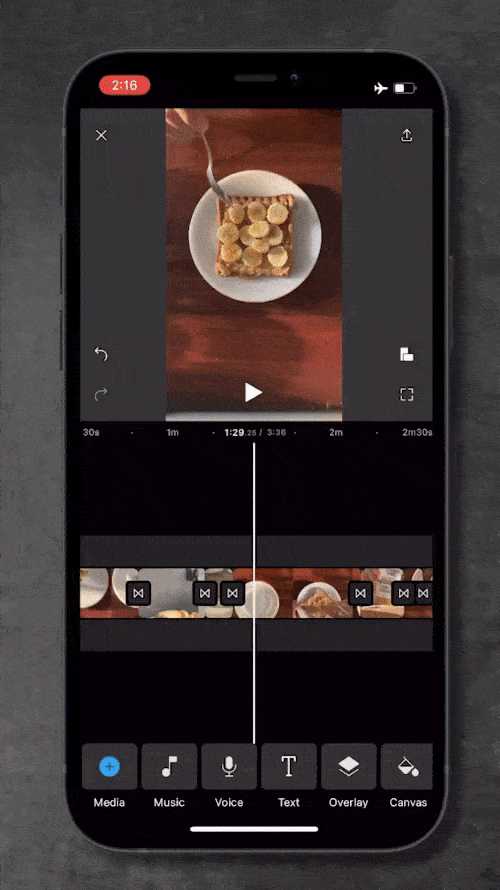 How to merge videos on your phone with Filmr - Step 3