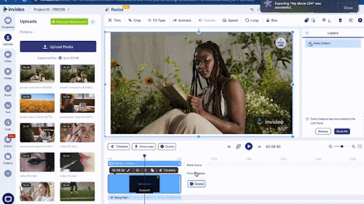 how to create the look-object-react cut for videos with InVideo - step 2