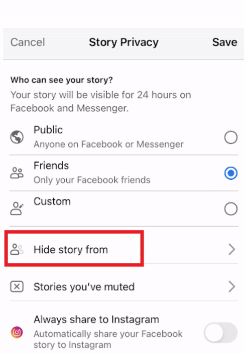 How to hide your Stories from people - Step 2