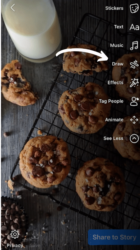 Example of adding creative element to Facebook Stories