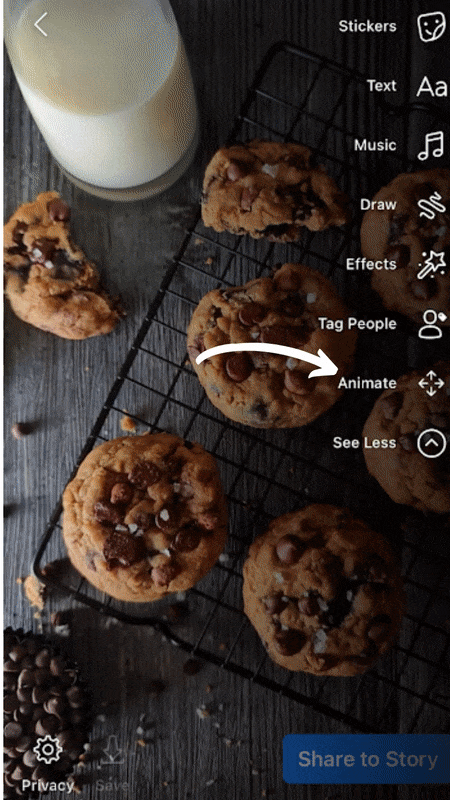 Example of using Animate option - Facebook Stories