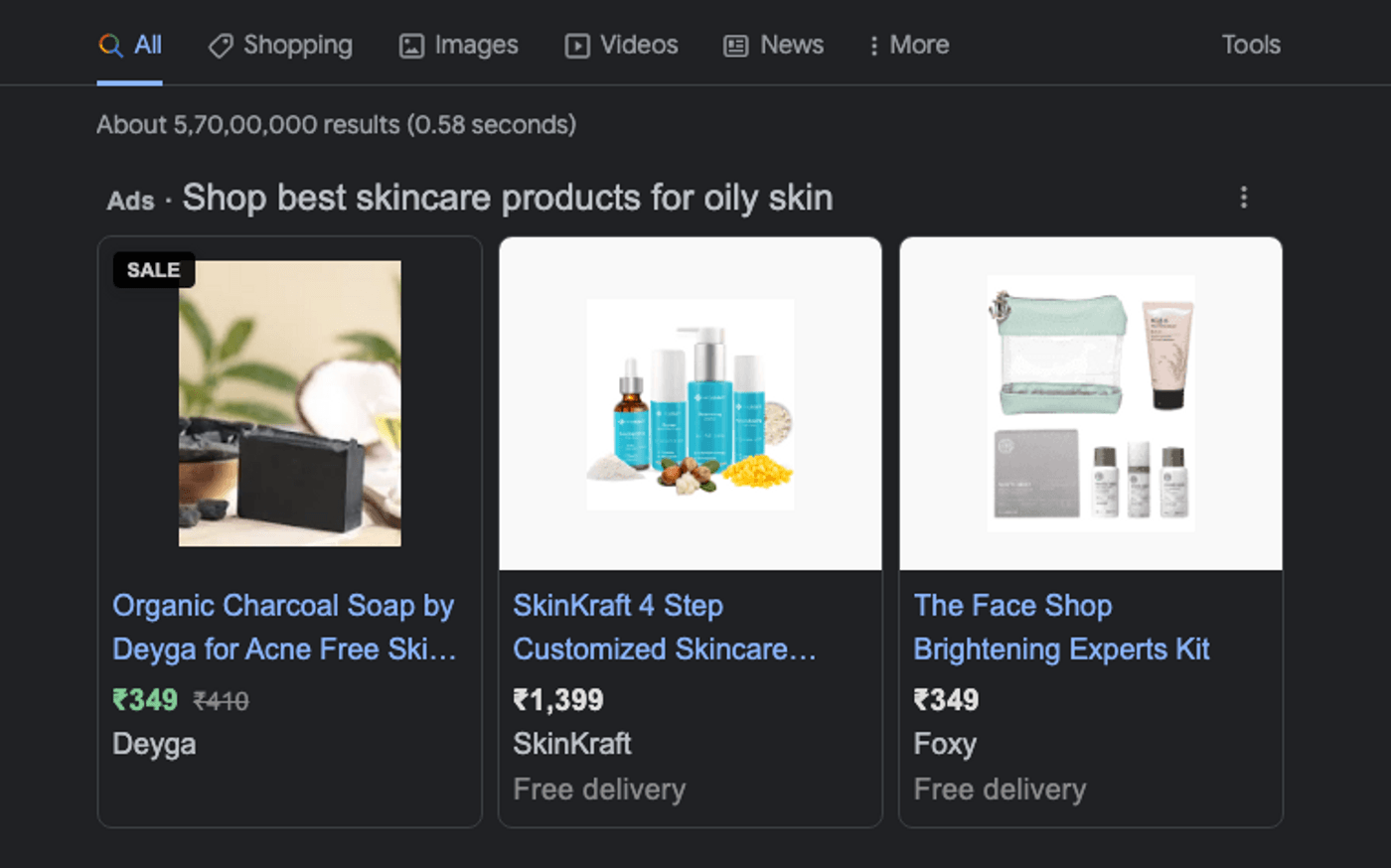 Example of skinkraft PPC ad
