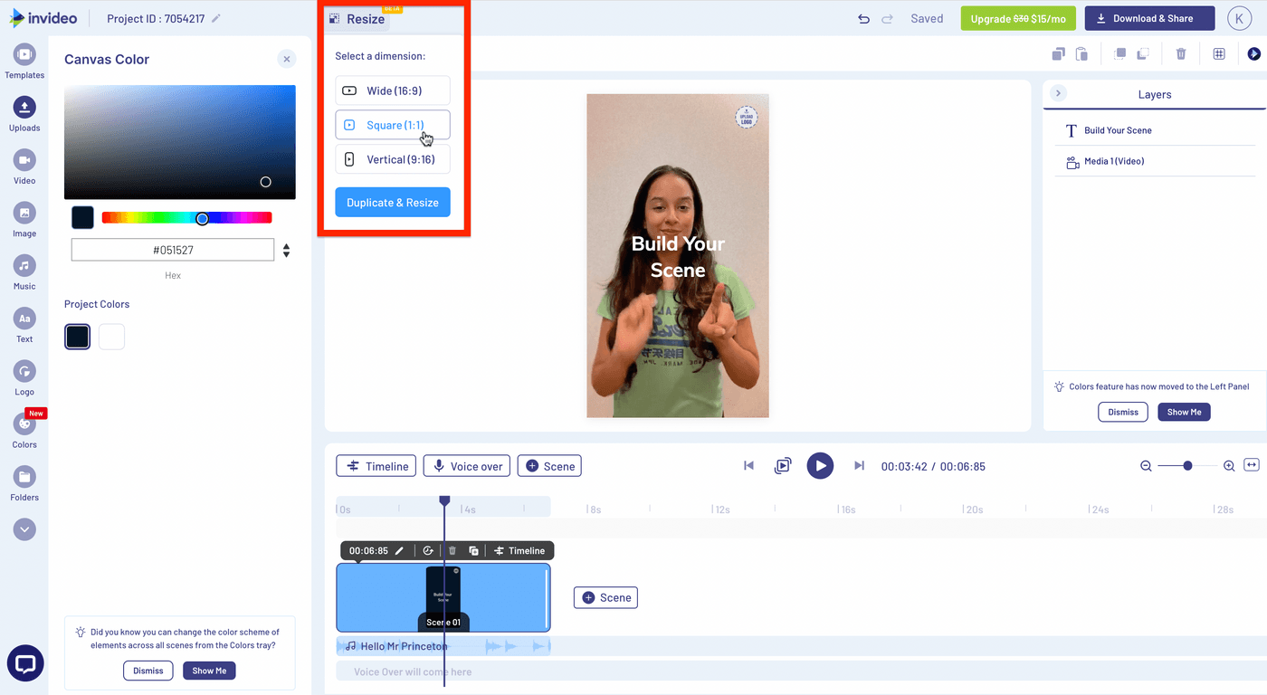 How to resize a video on a desktop using InVideo_step 6