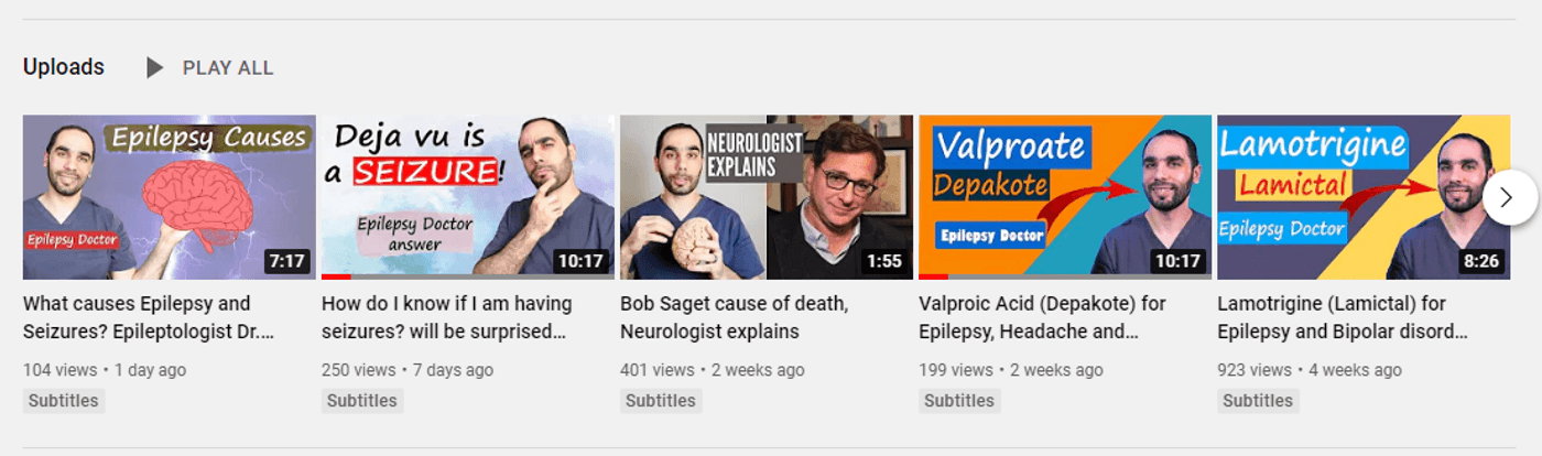 Example of Dr. Omar Danoun a neurologist who has created a series of crisp and informative videos on epilepsy