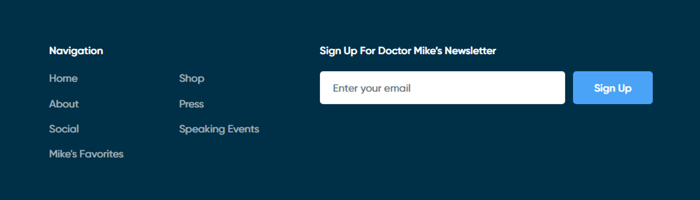   Add a sign up to receive email on website