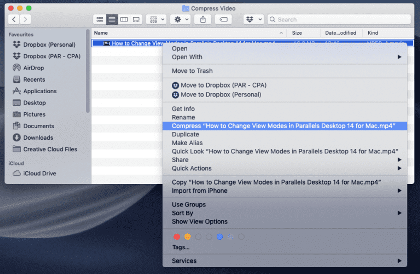 Tela de Como compactar um arquivo para Mac