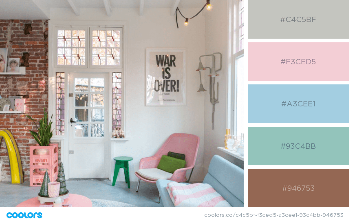 Ambiente interior com design e decoração em tons pastéis