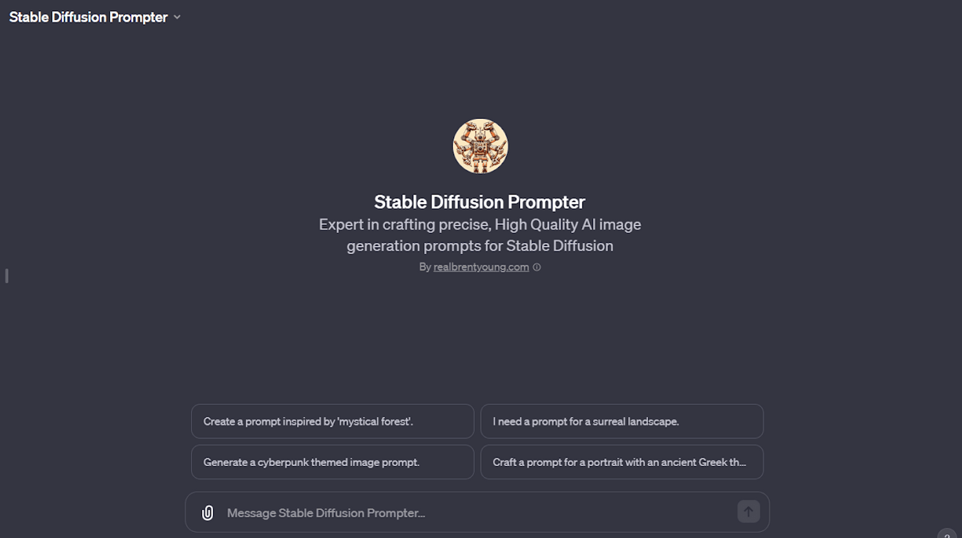 Stable Diffusion Prompter crafts high-quality AI image prompts for diverse themes like surreal landscapes.