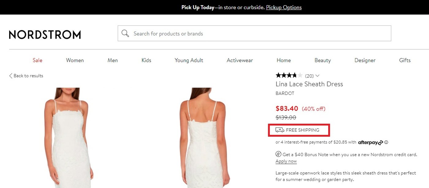 example from Nordstrom giving free shipping to their customers 