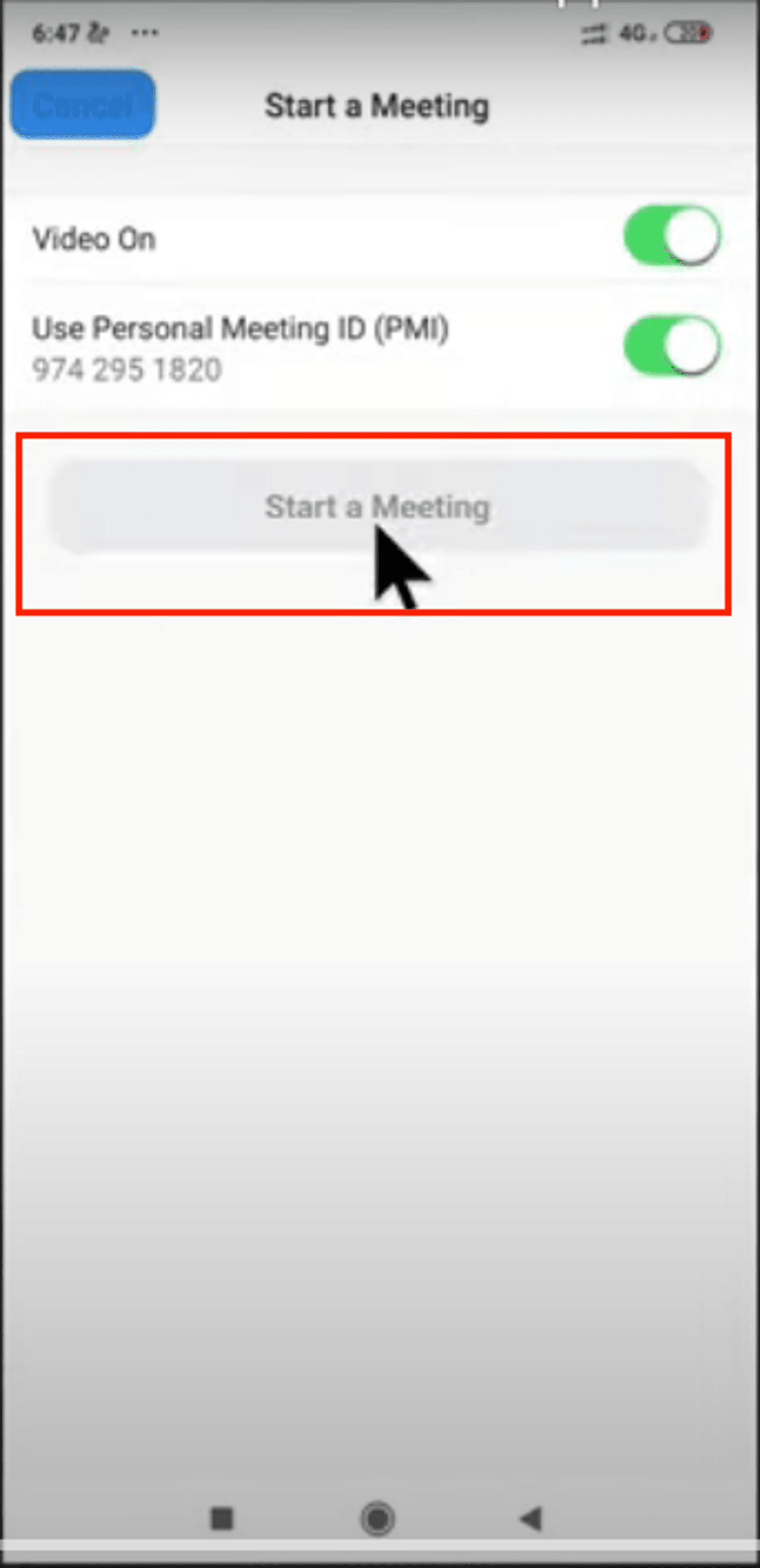 How to enable virtual background for zoom from mobile devices: Step 1