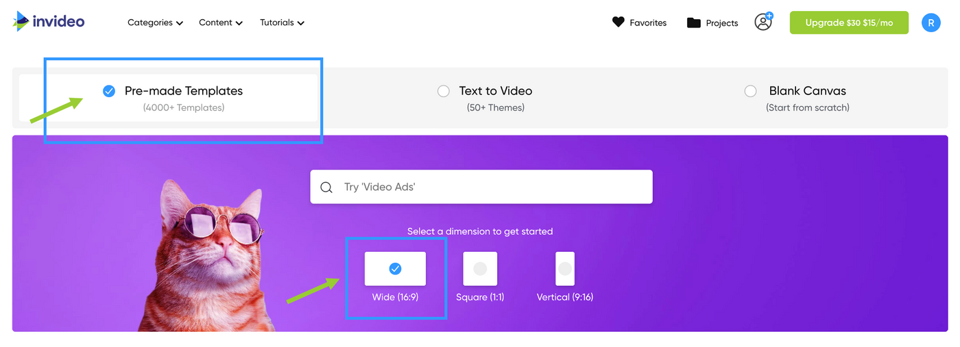 how to create professional videos for Google Slide using InVideo - Step 2