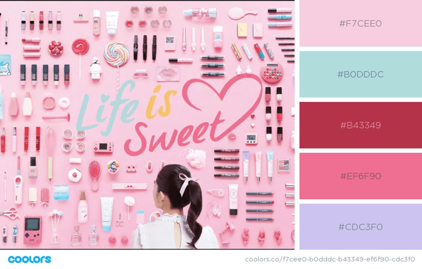 Produtos cosméticos em cores pastéis rosa