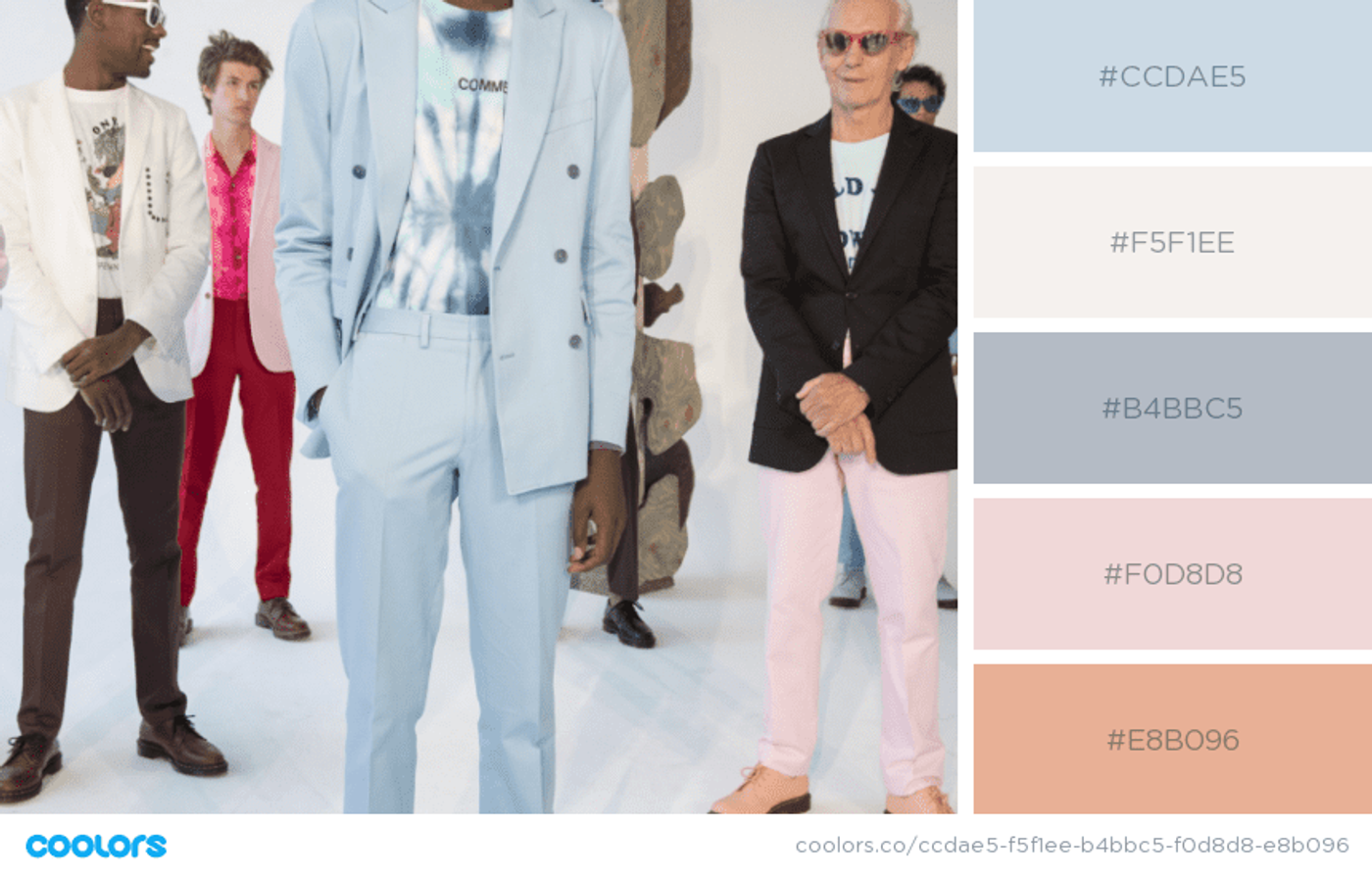 Homens com roupas em cores pastéis