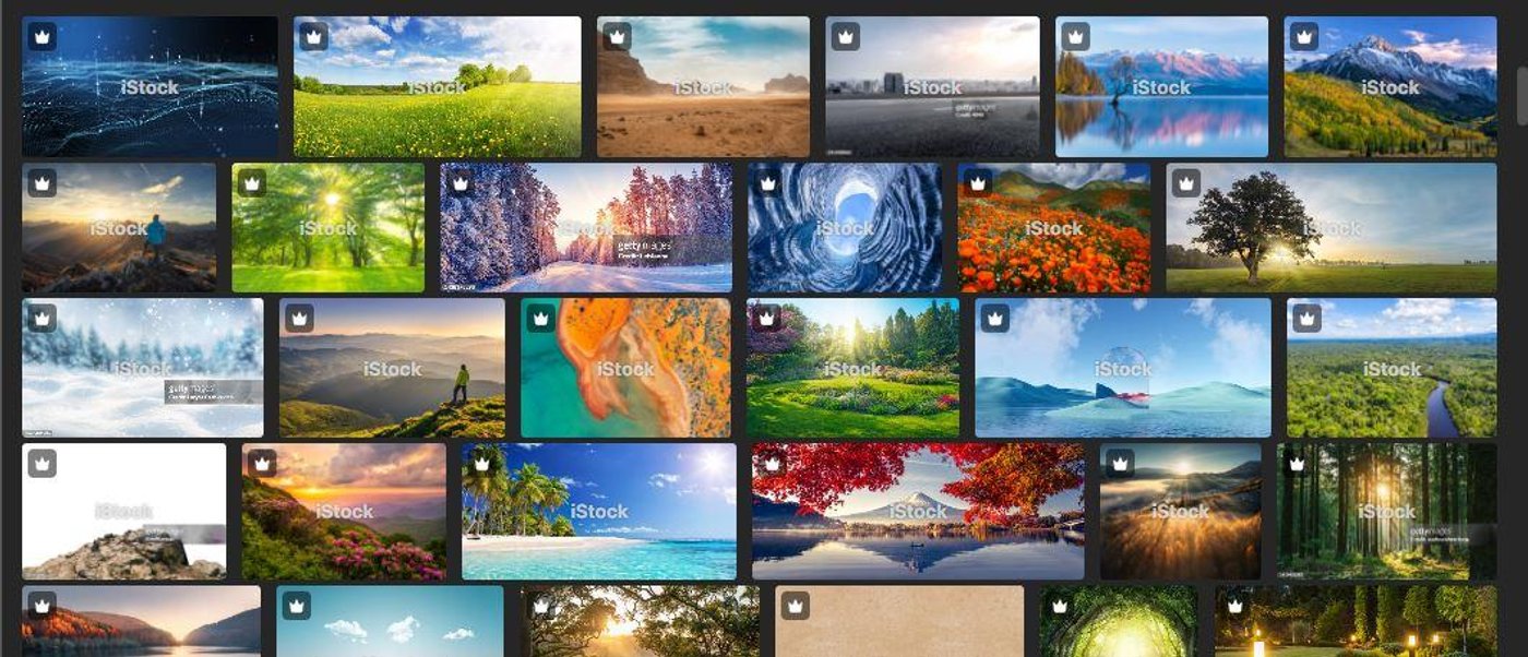 Collage of beautiful nature scenes and landscapes available for purchase on iStock photo website.
