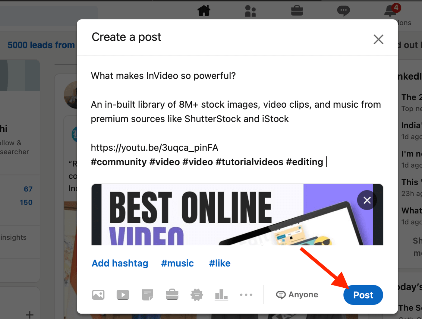 How to share a video to LinkedIn from YouTube_ step 3