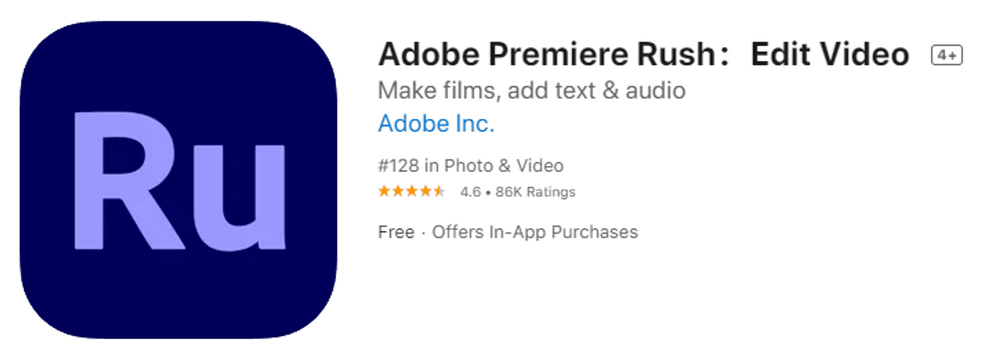 Adobe Premiere Rush Free Video Editor for iPhone