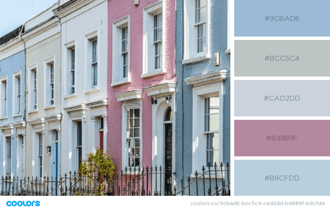 Casas de operários de Londres em cores pastéis