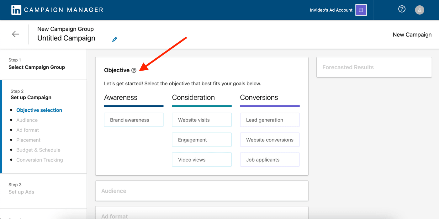 How to create LinkedIn Video Ads - step 3