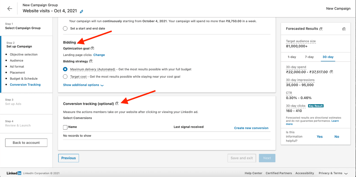 How to create LinkedIn Video Ads - step 8
