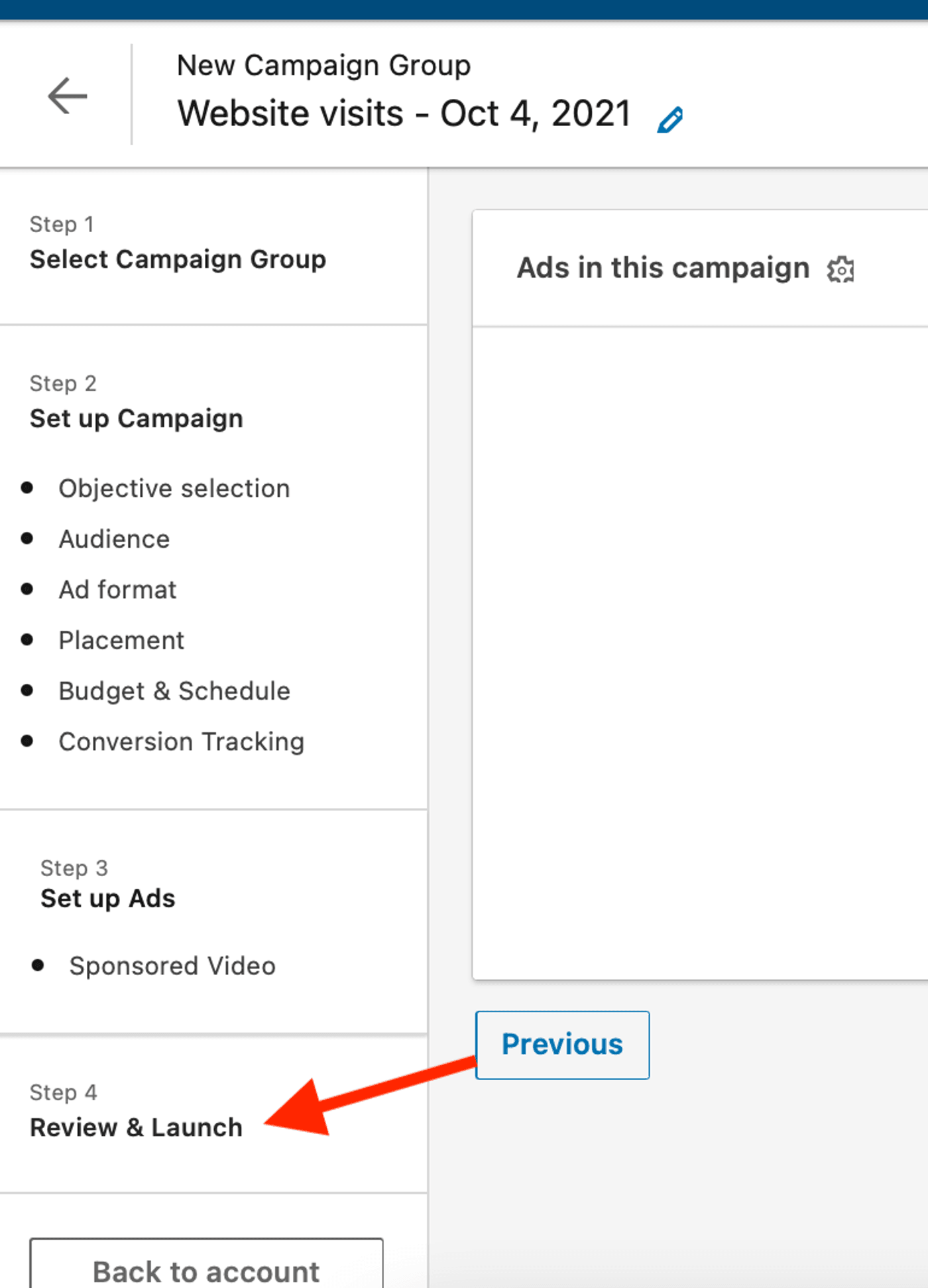 How to create LinkedIn Video Ads - step 10