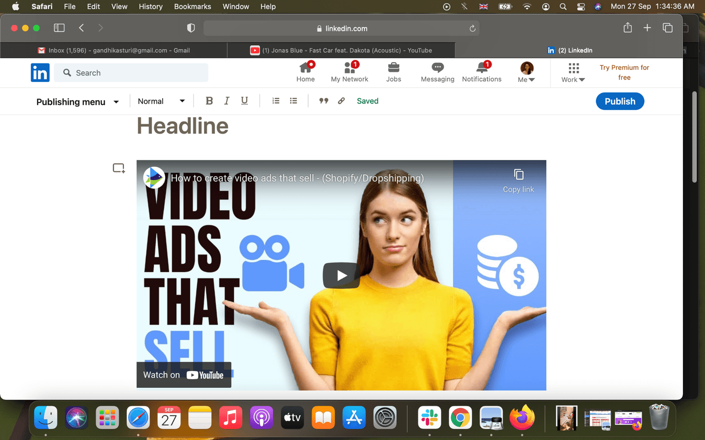 How to embed a YouTube video to LinkedIn Articles_ step 3b