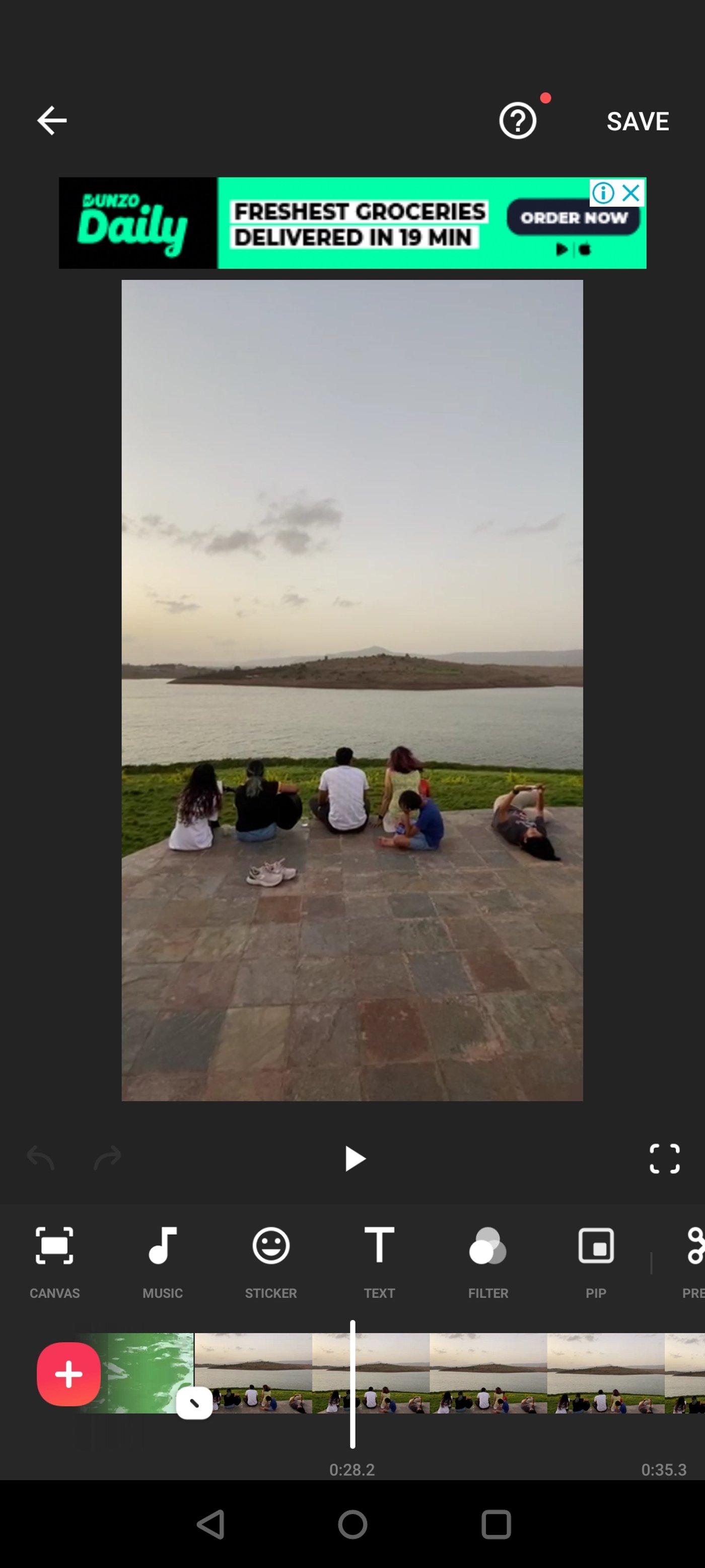 InShot video editing dashboard