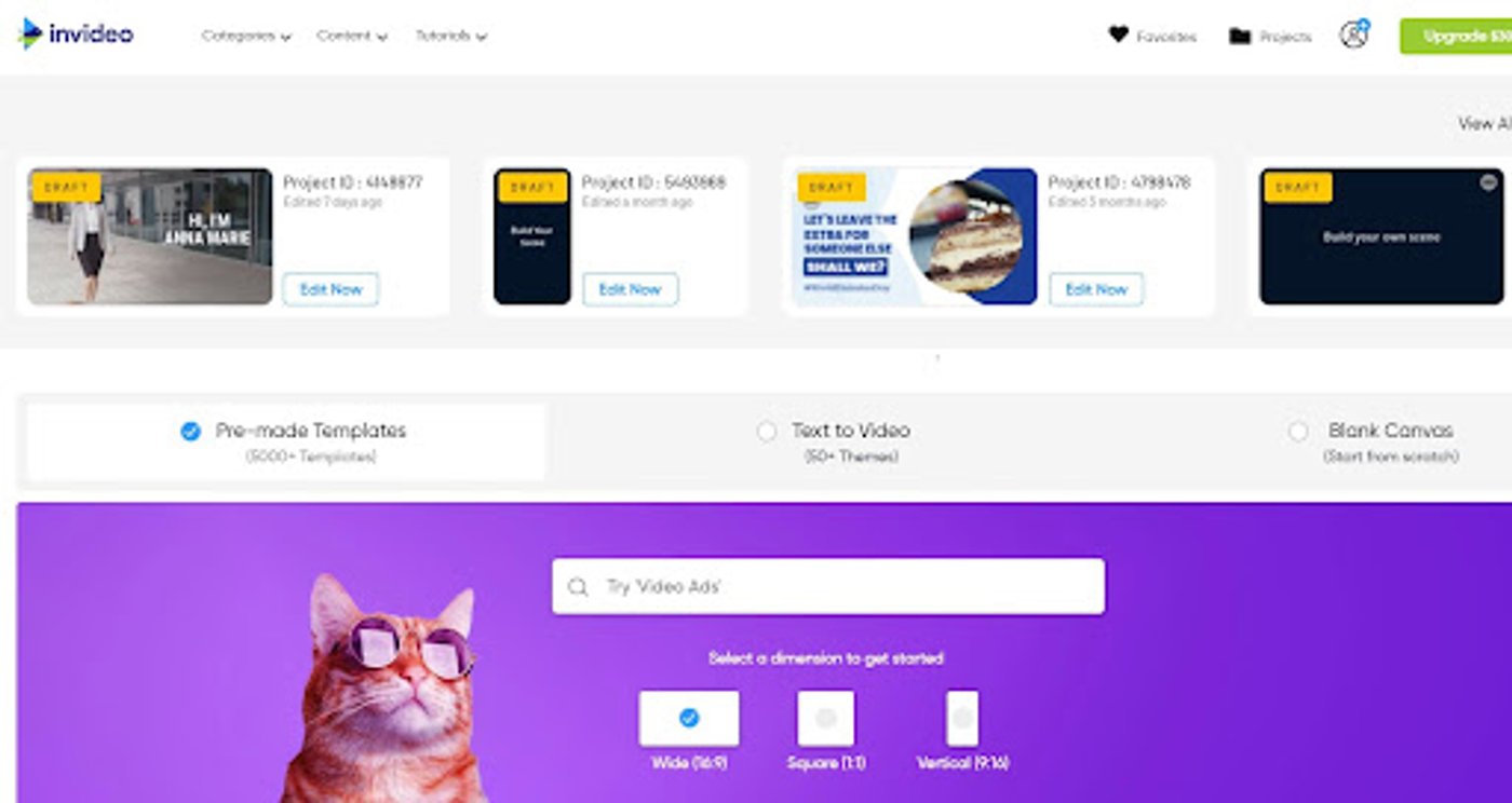 how to add music to your clip using InVideo : step 1