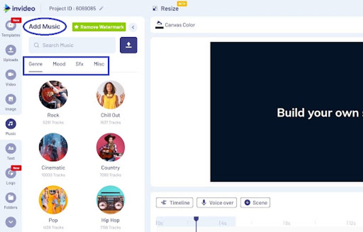 how to add music to your clip using InVideo : step 5