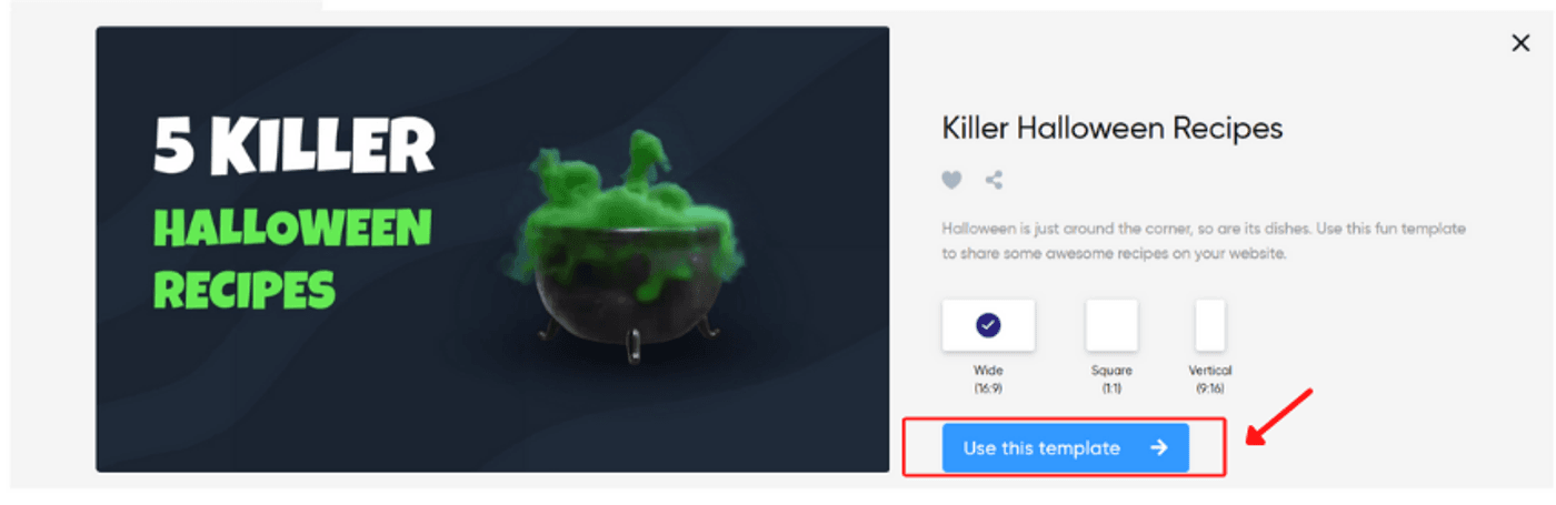 Create Halloween recipe video using InVideo- step 1