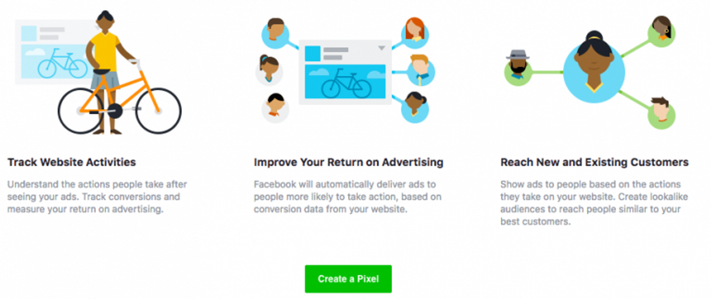 Tela do Gerenciador de eventos do facebook: criando um pixel