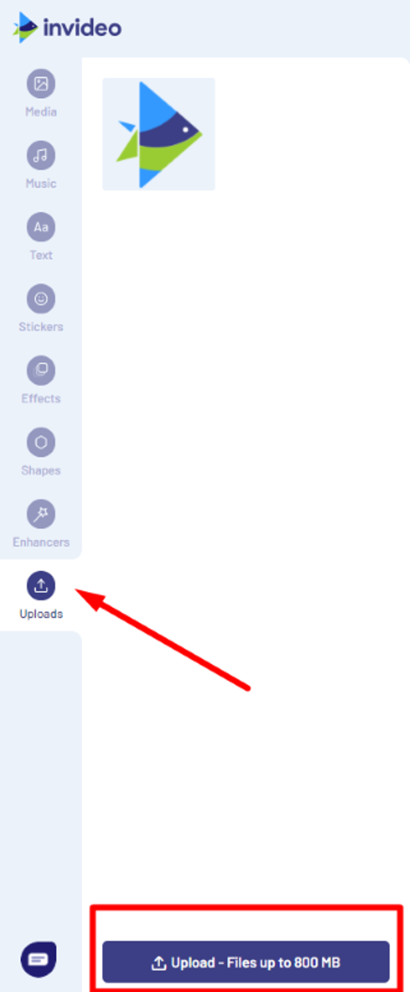 Print do InVideo do local para importação de arquivo