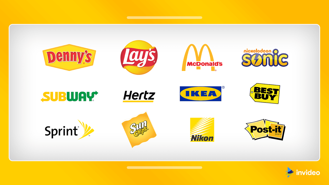 Exemplos de marcas que utilizam a cor amarela predominante no logotipo