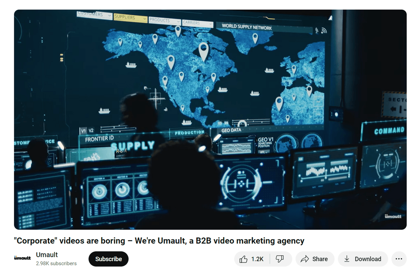 YouTube thumbnail advertising a video by Umault, a B2B video marketing agency.