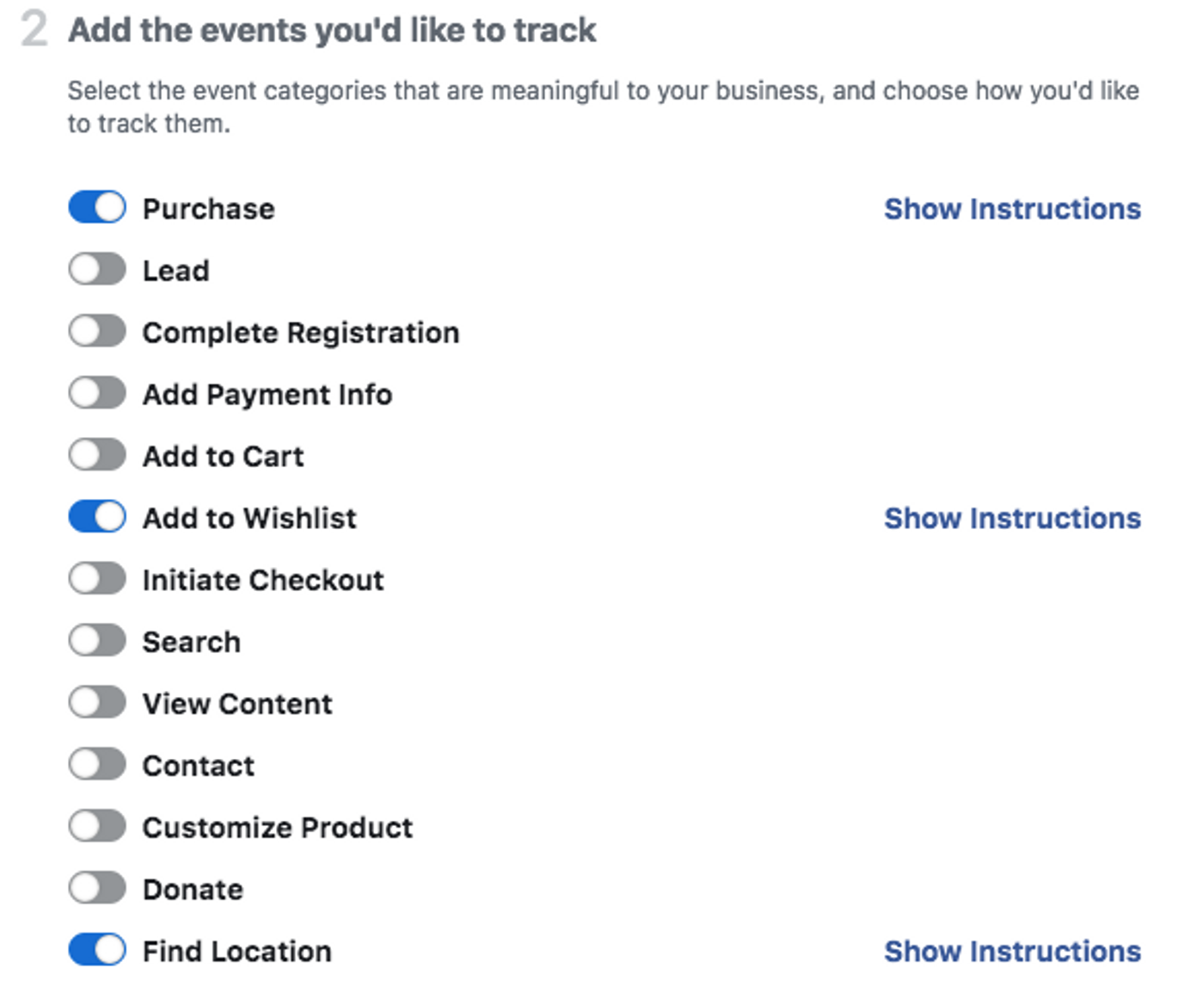 Ferramenta de configuração de eventos do Facebook Pixel