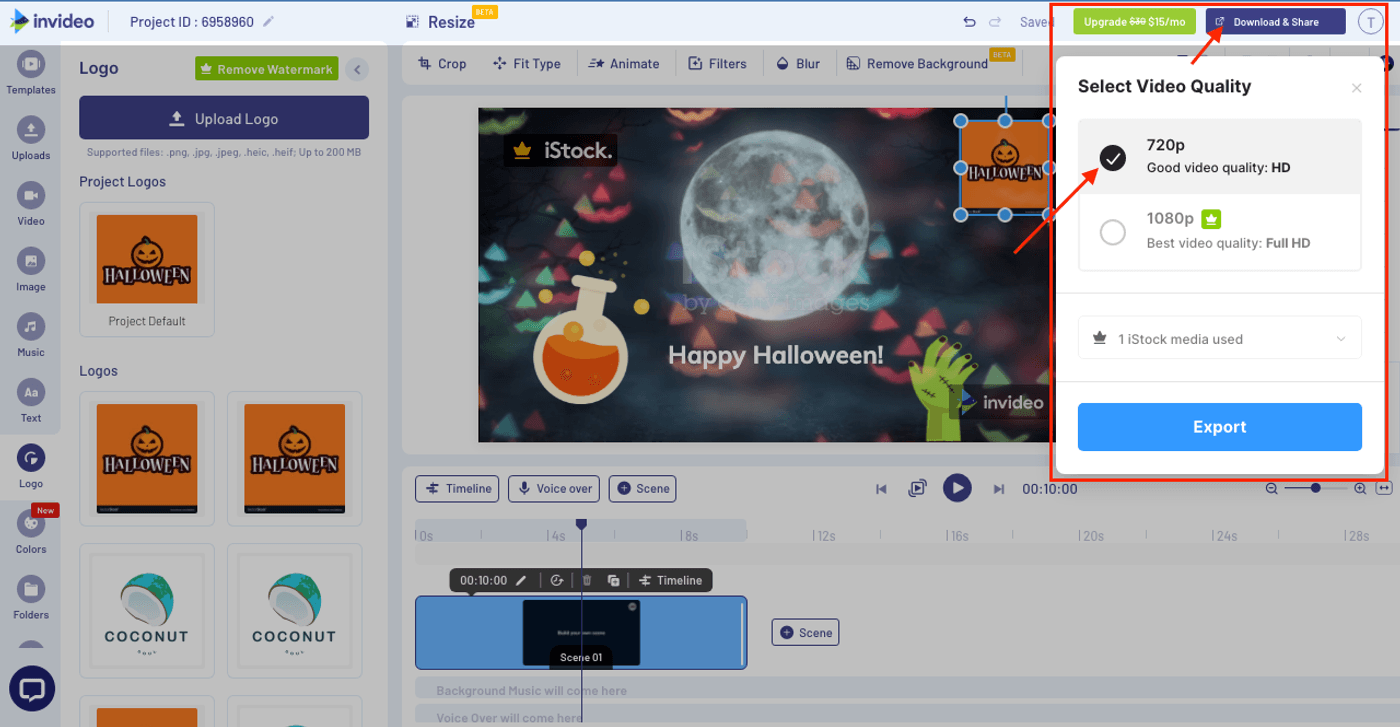 How to make Zoom Video Backgrounds using InVideo: Step 8