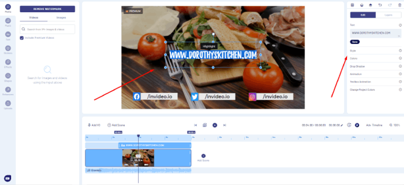 Adicionar e editar texto da Invideo
