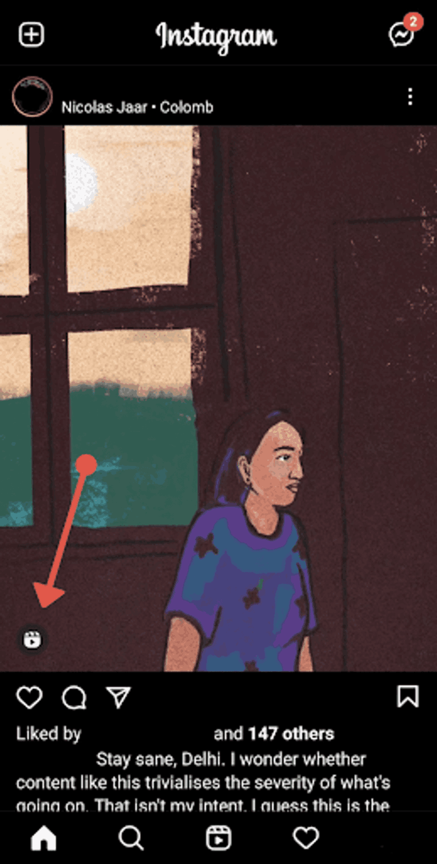 Botão na tela do Instagram para publicação do Reels