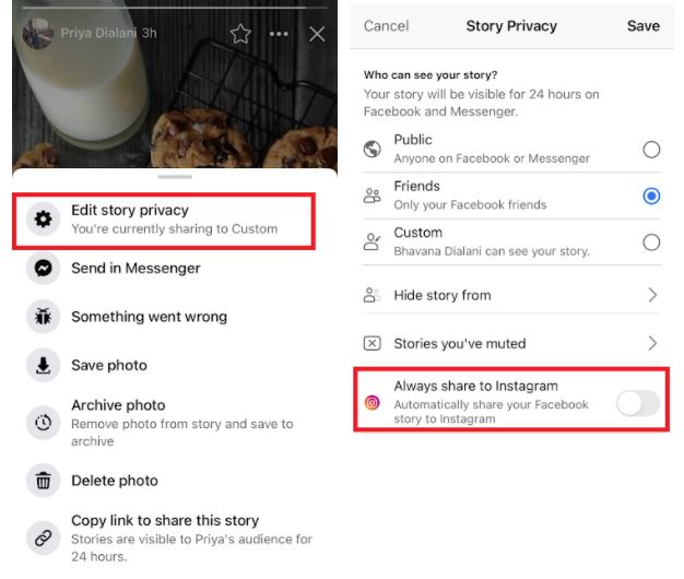 How to Post your Facebook Stories to Instagram Stories- Step 5