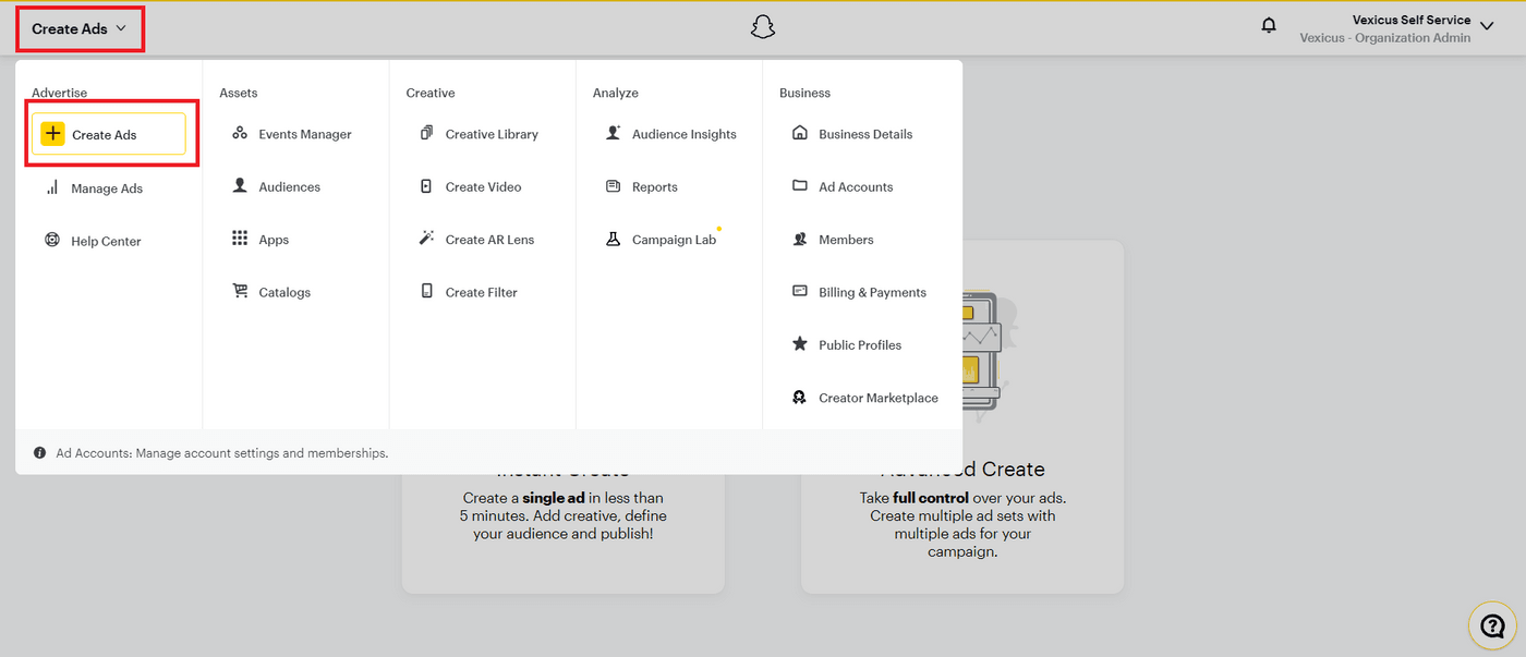 Create Snapchat Business Account- step 3