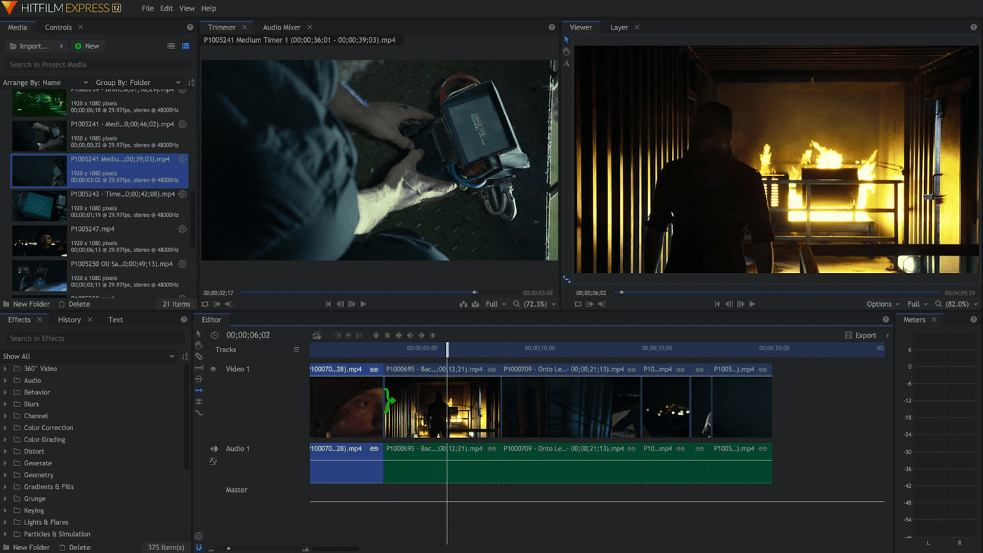 Editor de vídeo profissional HitFilm Express