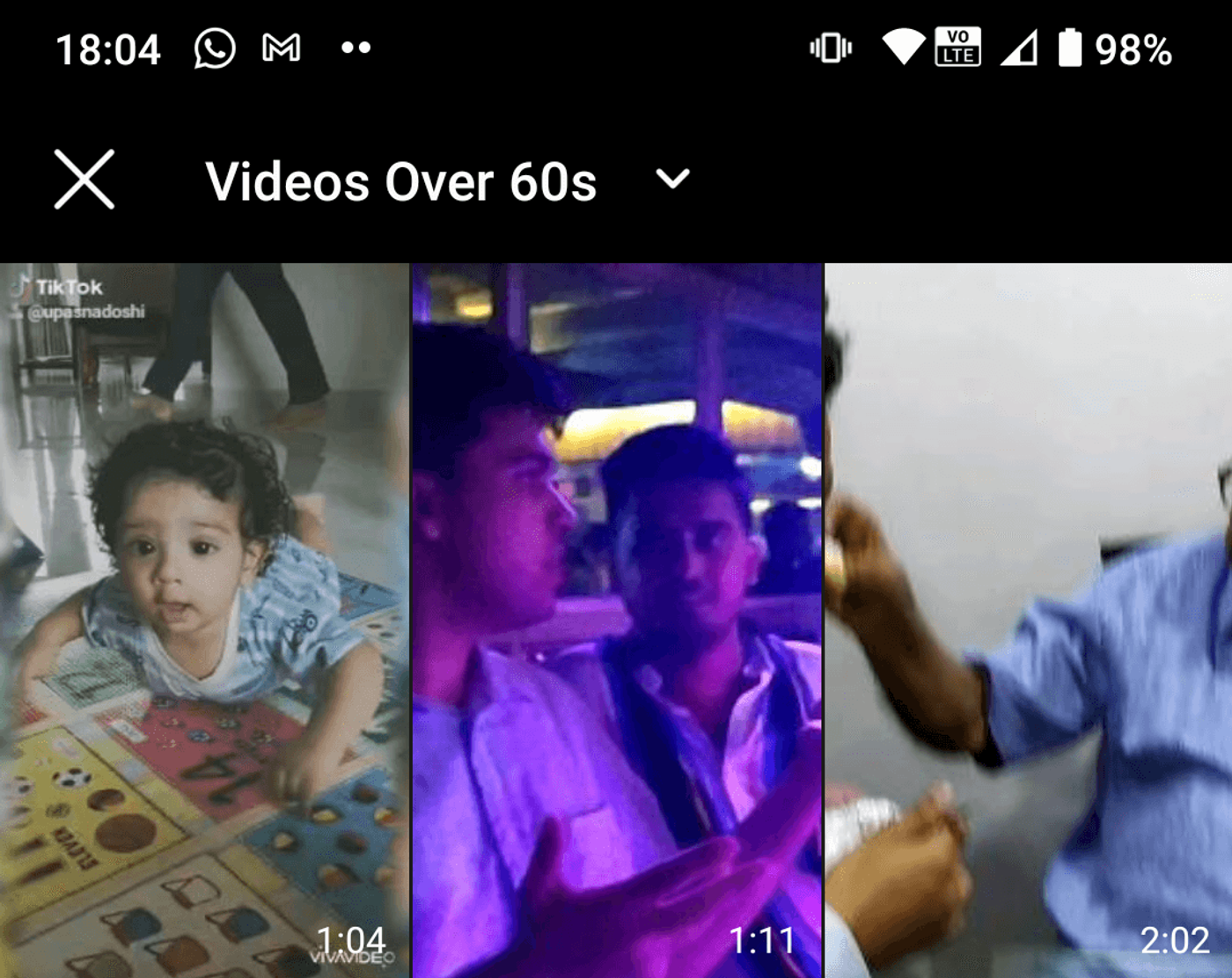 Escolha o vídeo da sua galeria para o IGTV