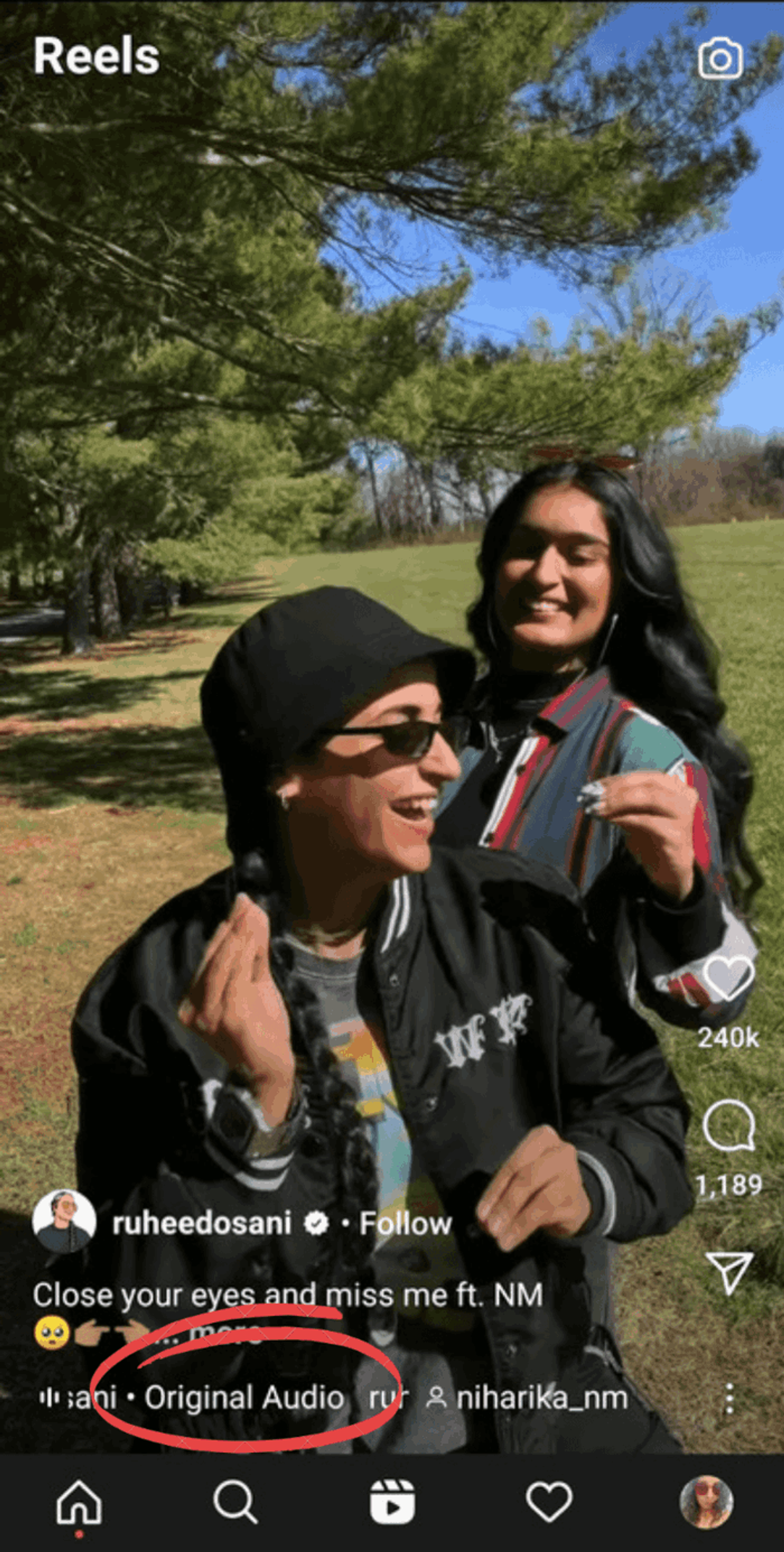 Exemplo de aúdio aplicado no reels